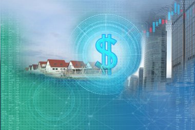 Kahverengi kiremit çatılı yeni evler, seçkin kır evi topluluğu, çoklu sergi kolajı, yeni konut inşaatı konsepti, mortgage, ev sigortası