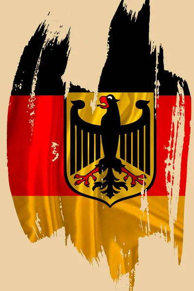 Creative National Grunge Flag Brushstroke Flag Germany Coat Arms Beige — Stock Photo, Image