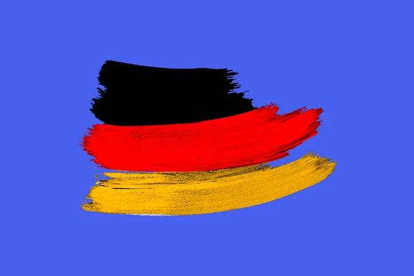 Bandeira Grunge Nacional Criativo Brushstroke Bandeira Alemanha Fundo Isolado Azul — Fotografia de Stock