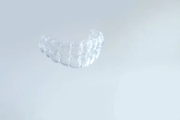 Primer Plano Silicone Night Mouth Guard Transparente Para Dientes Que — Foto de Stock