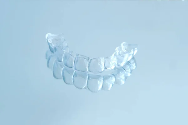 Primo Piano Silicone Trasparente Night Mouth Guard Denti Stringendo Macinazione — Foto Stock