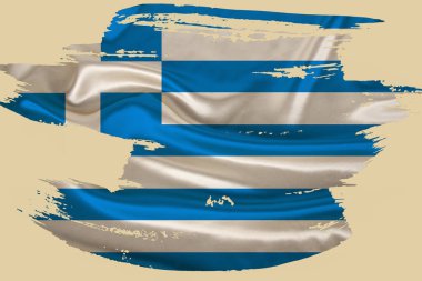 yaratıcı ulusal grunge bayrağı, fırça darbesi, bej rengi izole arka planda Yunanistan bayrağı, siyaset konsepti, küresel iş dünyası, uluslararası işbirliği, 3d illüstrasyon, 3d yorumlama