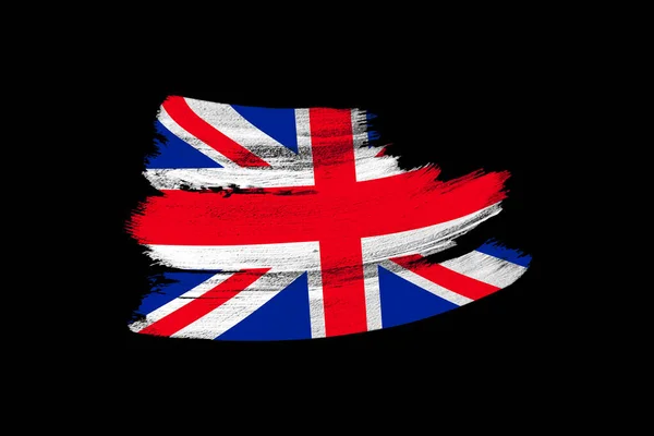 Kreativ Nationell Grunge Flagga Penseldrag Storbritannien Flagga Svart Isolerad Bakgrund — Stockfoto