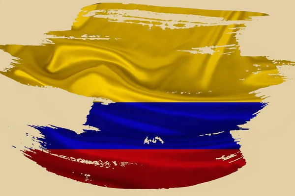 Bandera Grunge Nacional Creativa Pincelada Bandera Colombia Sobre Fondo Aislado —  Fotos de Stock