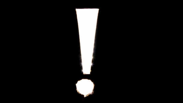 Glowing Exclamation Mark Moves Black Background Concept Draw Attention Careful — Stock Video