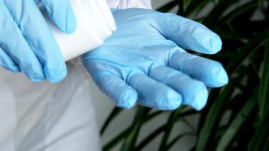 Kadın bilim adamı, bir üniversite laboratuvarında analiz için bir yaprak örneği hazırlar, bitki DNA 'sı, konsept bilim, kimya, biyoloji laboratuvarı, insan profesyonelleri, doğal tıp