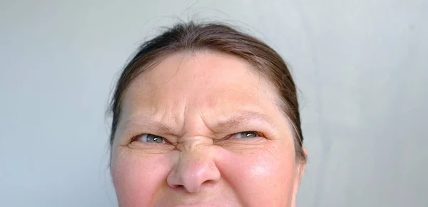 European Elderly Woman Shocked What Happening Facial Expressions Face Close — Stock Photo, Image