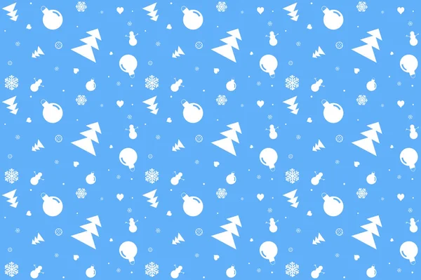 Naadloos Blauw Patroon Voor Behang Inpakpapier Stof Kerstbomen Sneeuwvlokken Decoraties — Stockfoto