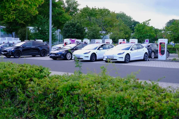 Frankfurt Germany August 2021 Tesla Cars American Company Elon Musk — Stock Photo, Image