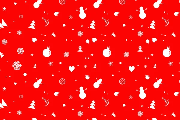 Naadloos Rood Patroon Voor Behang Inpakpapier Stof Kerstbomen Sneeuwvlokken Decoraties — Stockfoto