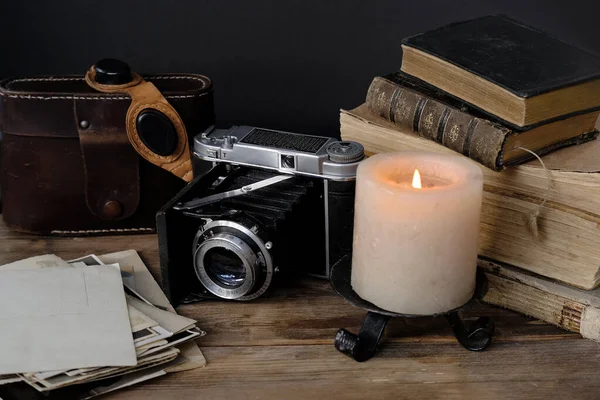 Fotos Família Velha 50S 40S Câmera Retro Livros Óculos Para — Fotografia de Stock