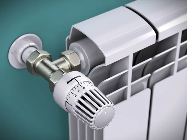 White hedendaagse verwarming radiator — Stockfoto