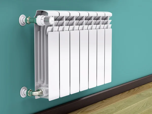 Fehér kortárs fűtés radiátor — Stock Fotó