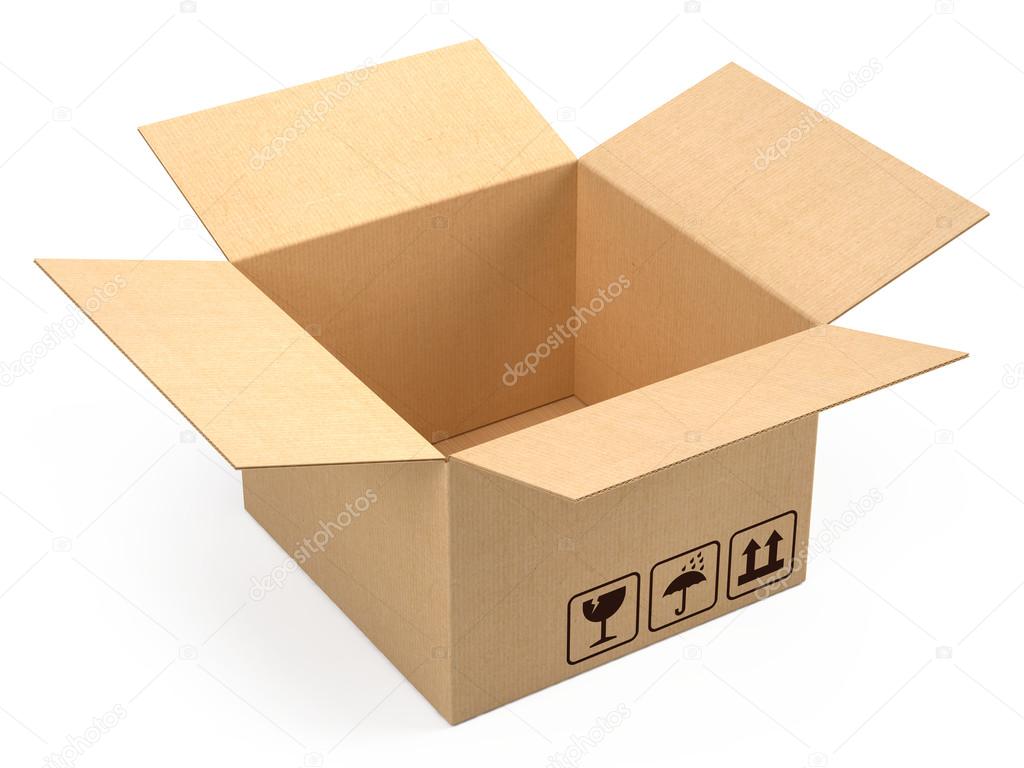 Opened cardboard box package
