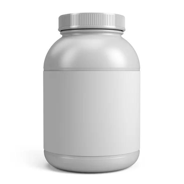 Latta bianca di proteine o polvere di gainer — Foto Stock