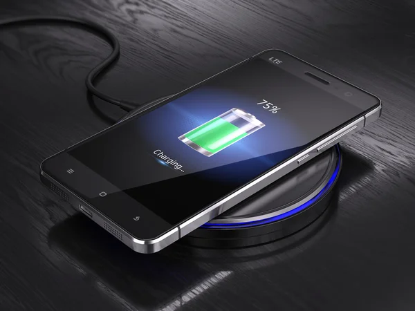 Wireless charging of smartphone — Stock Photo, Image