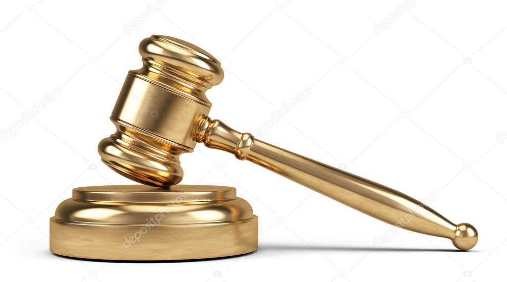 Law concept - Golden judge gavel