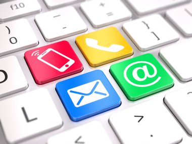 Web sitesi iletişim kavramı - bilgisayar klavye üzerinde ilgili düğmeleri
