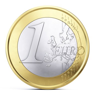 Beyaz - Önden Görünüm izole bir euro para