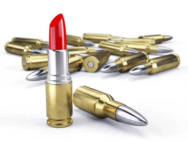 Bullet Lippenstift - Tötung Schönheit Konzept. 3d Rendering — Stockfoto