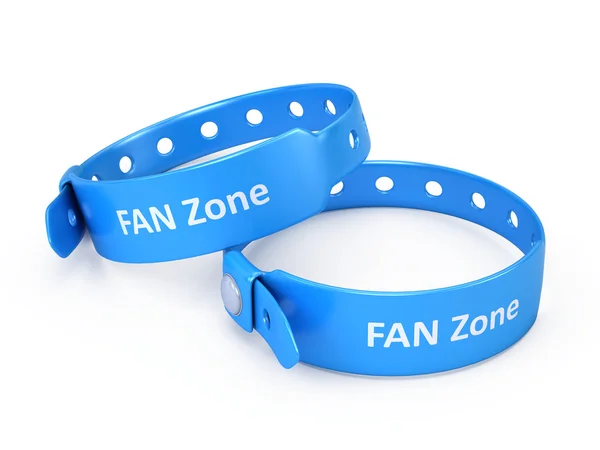 Due bracciali fanzone blu isolati su bianco — Foto Stock