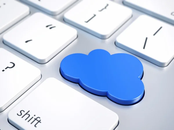 Conceito de computação em nuvem - Botão de nuvem azul — Fotografia de Stock