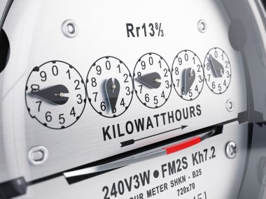 Kilovat saat elektrik metre, güç kaynağı ölçer. 3D render