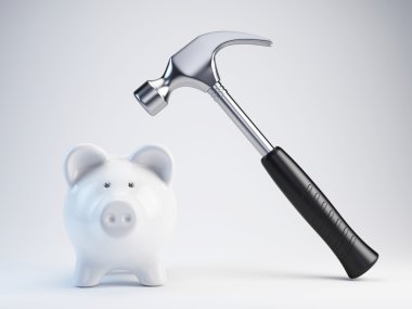 Domuz kumbarası ve çekiç