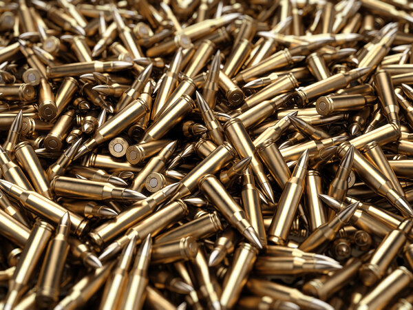 Bullets pile background - 3d render