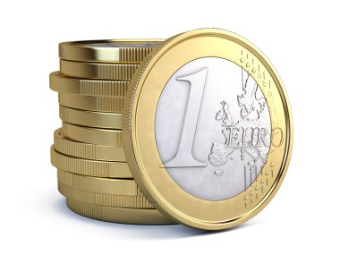 Beyaz izole euro sikke yığını