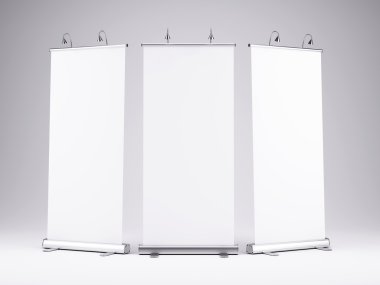 Beyaz arka plan üzerinde afiş ekran boş toplama. Şablon mockup