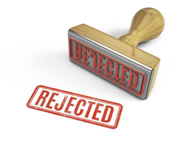 Reddedilen damga üzerinde beyaz izole