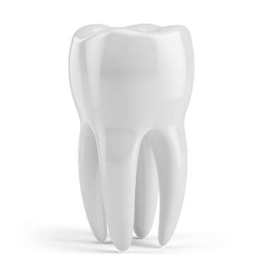 Diş beyaz izole et. 3D simge diş. Sağlık, tıp, diş doktoru, diş kliniği veya diş hekimi sembolü. 3D render
