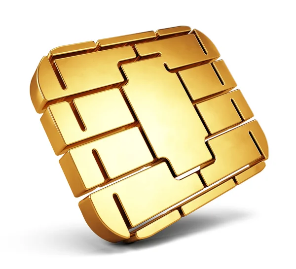 Credit Card Chip of SIM-kaart chip. Kaart-Chip op wit wordt geïsoleerd — Stockfoto