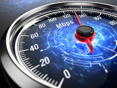 Yüksek hızlı internet bağlantısı kavramı - Internet bağlantı hızı ile hız göstergesi