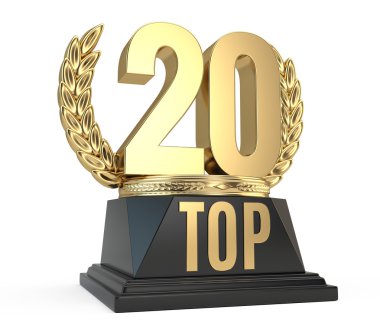Top 20 yirmi Kupası sembolü beyaz arka plan üzerinde izole Ödülü. 3D render
