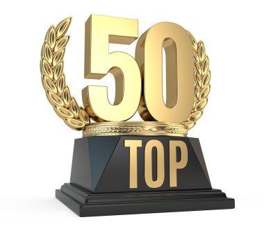 Top 50 elli Kupası sembolü beyaz arka plan üzerinde izole Ödülü. 3D render