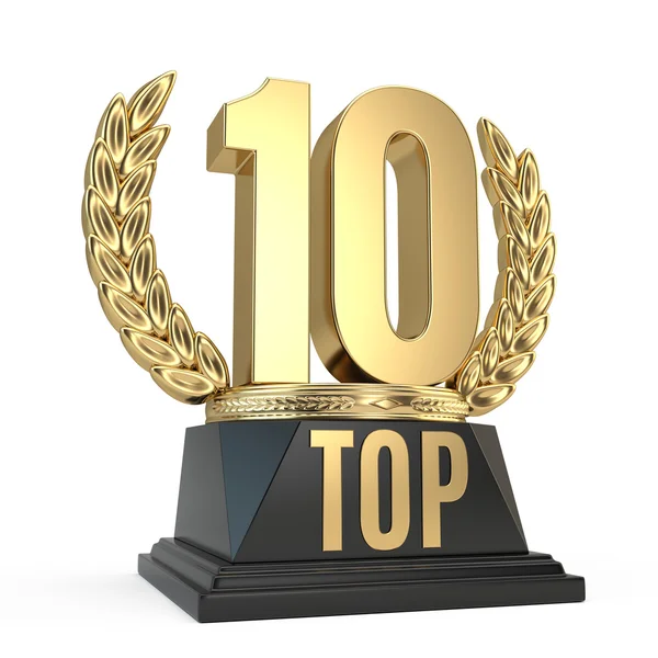 Top 10 tíz díjat kupa szimbólum elszigetelt fehér background. 3D render — Stock Fotó