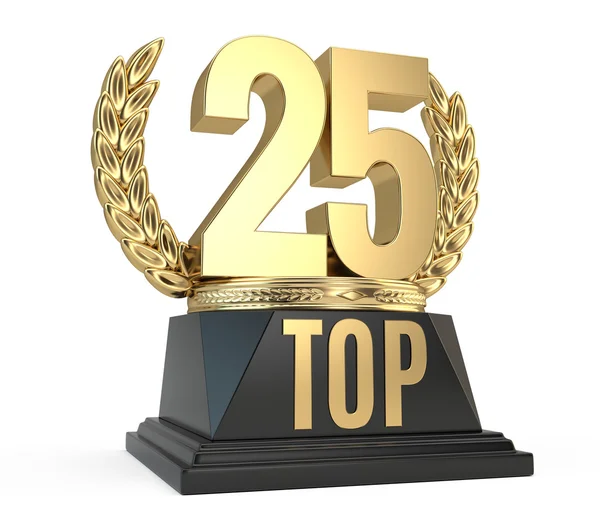 Top 25 vijfentwintig award cup symbool geïsoleerd op een witte achtergrond. 3D render — Stockfoto