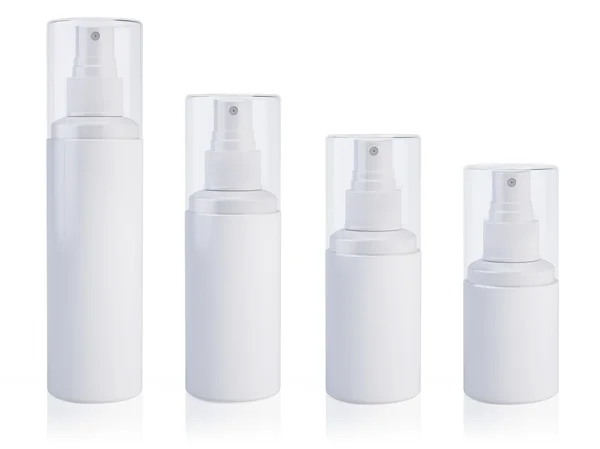 Kosmetikflaschen Sprühdosen Behälter. Vorlage Attrappe für Ihr Design. 3D-Darstellung. — Stockfoto
