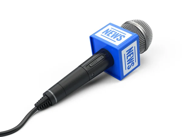 Nyheter mikrofon isolerade på vitt. 3D gör — Stockfoto