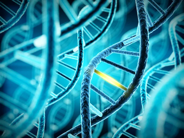 DNA molekylen spiral med unik anslutning. 3D illustration — Stockfoto