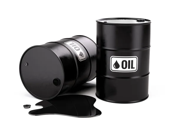 Κλασικό μαύρο μέταλλο Oil βαρέλια Drum απομονώνονται σε λευκό φόντο — Φωτογραφία Αρχείου