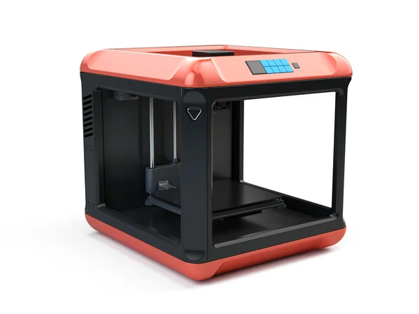 Impresora 3D moderna aislada sobre fondo blanco — Foto de Stock