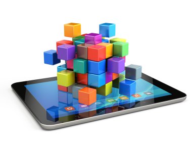 Takım çalışması iş kavramı - blok--3d montaj küp işlemek