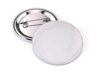 Boş beyaz PIN badge Broş üzerine beyaz izole