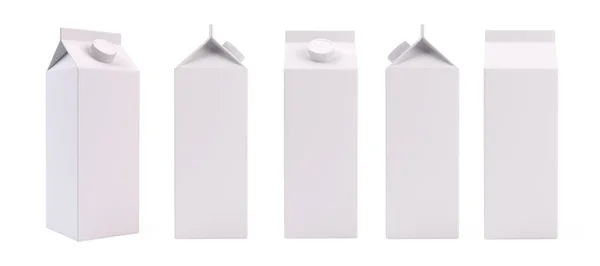 White Blank Milk Juice Pack Box Template Rendering — Stock Photo, Image