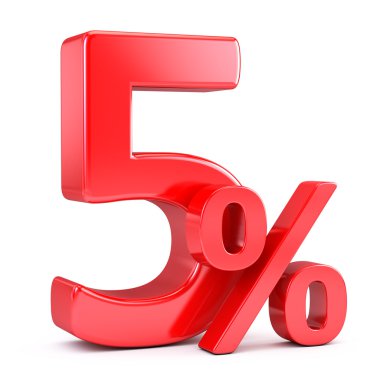 Beyaz arka plan üzerinde yüzde beş