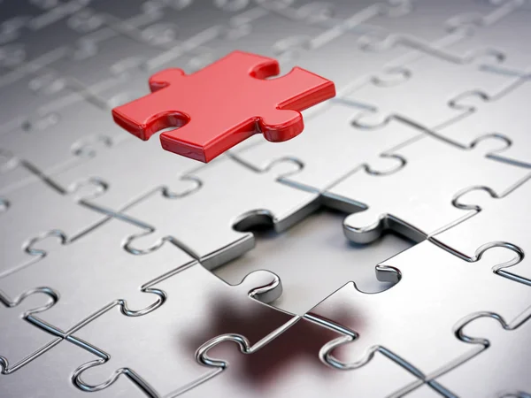 Falling Red puzzle piece — Stock Photo, Image