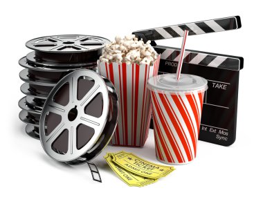 Clapper kurulu, film makaraları, patlamış mısır